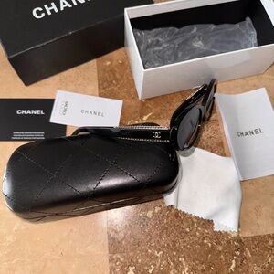 CHANEL Black Quilted Sunglasses Set